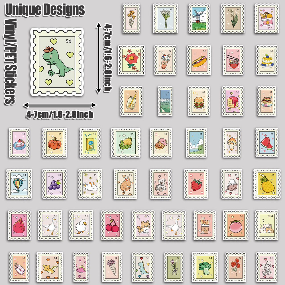 TEMU 50pcs Fresh& Minimalist Stamps Aesthetic Tablet Stickers Pack Perfect For Holiday Party Birthday And Home Decor Suitable For Laptop Luggage