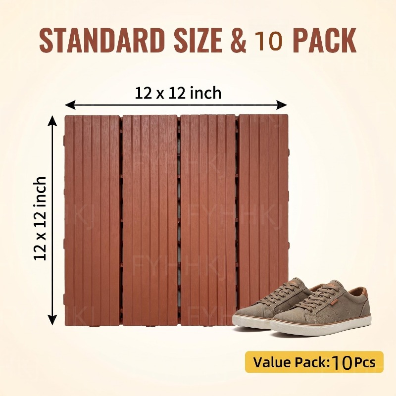 TEMU Choose From 22pcs. Our Interlocking Outdoor Floor Tiles Are Made Of Durable Pp Material, Fully Waterproof And . , Suitable For Patio, Balcony,