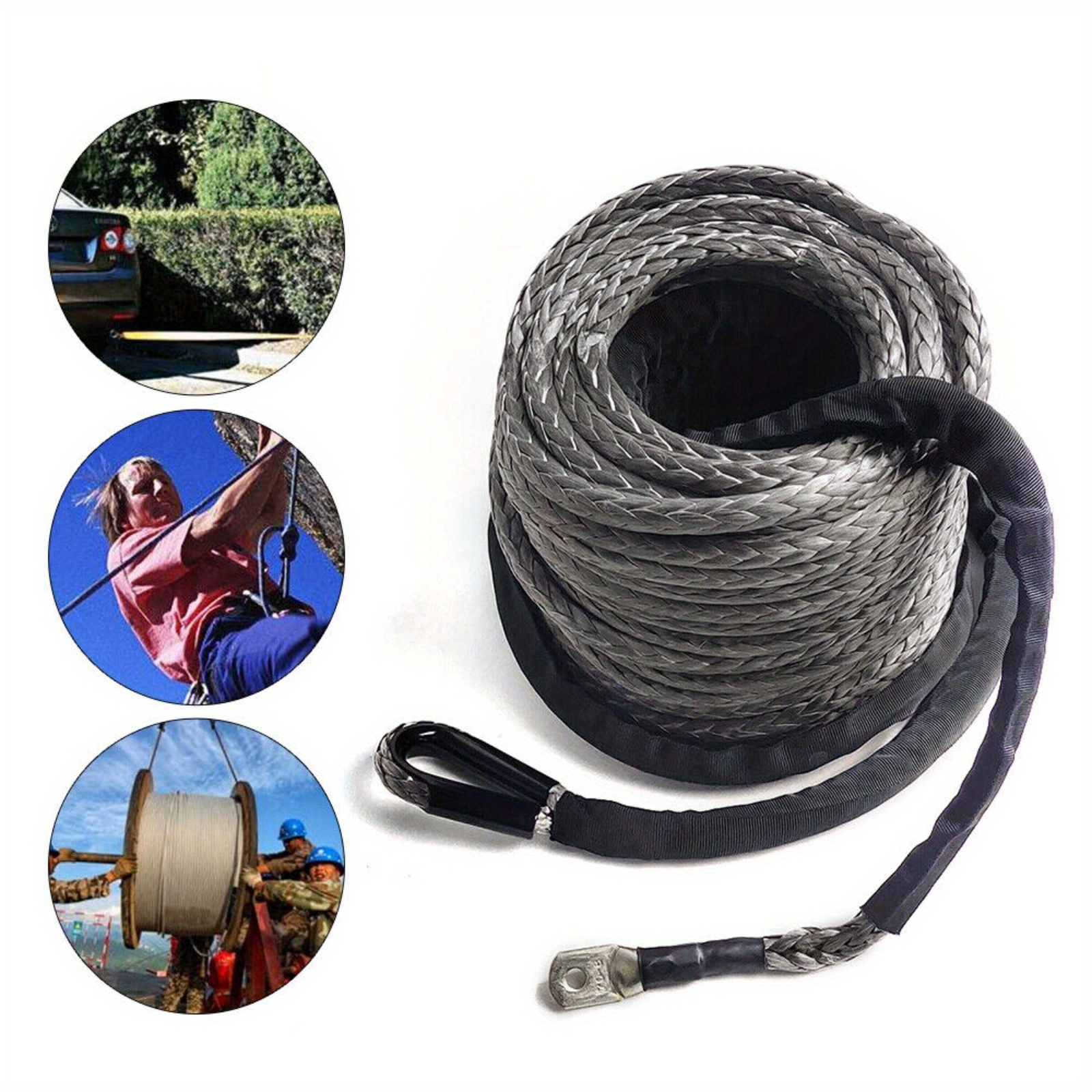 TEMU 10 Mm*30m Trailer Winch Steel Wire Rope, Breaking Strength: 10.5 , Melting Point 150Â°c, Suitable For Trucks, Ships, Off-road Vehicles, And Winch