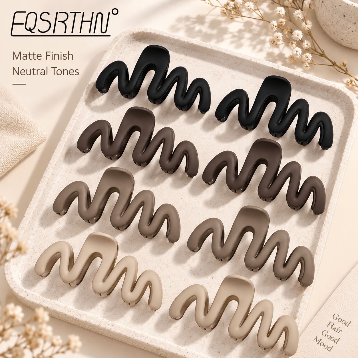 8pcs Wave Hair Claw Clips Set for Daily Styling