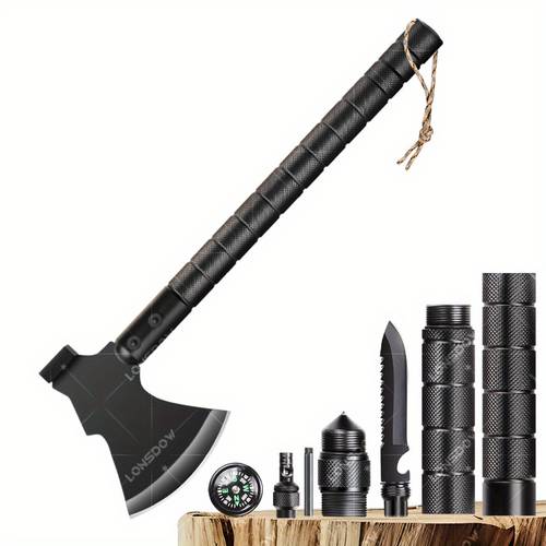 durable survival hatchet multi tool axe with hammer fire starter sheath multi purpose tools for home fishing gardening and vehicle emergencies camping hiking