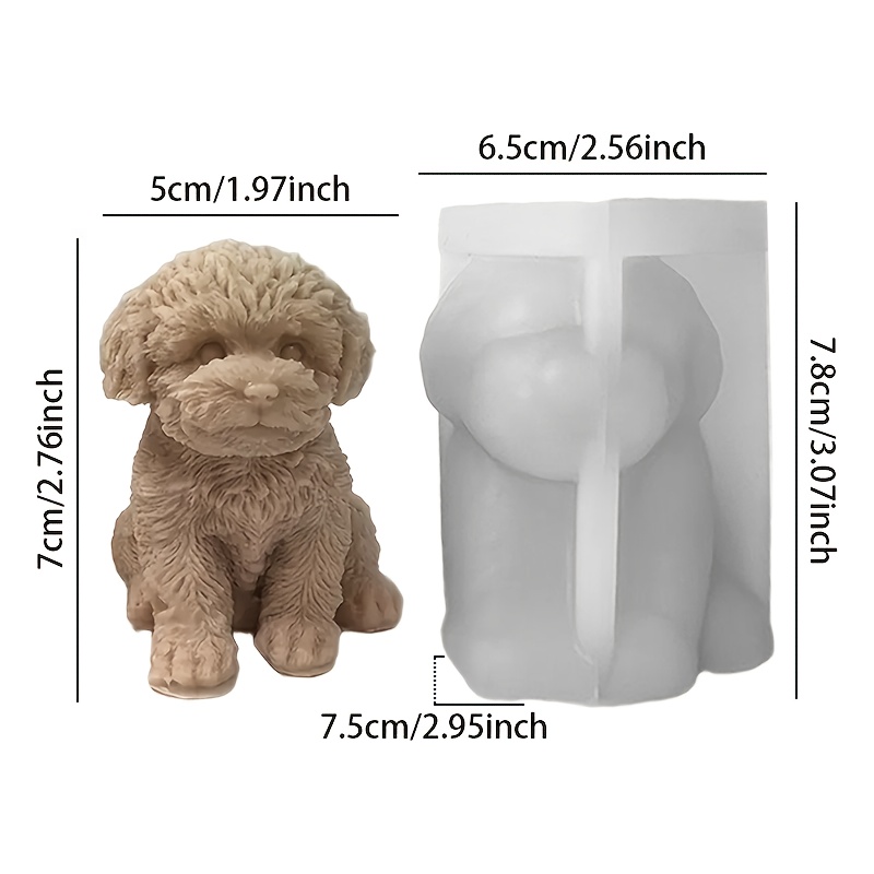 E-shop Teddy-Hund-Silikonform geeignet für Kerzen, Seife & Gips-Bastelarbeiten – Wiederverwendbare, hitzebeständige Welpenform mit ausdrucksstarken