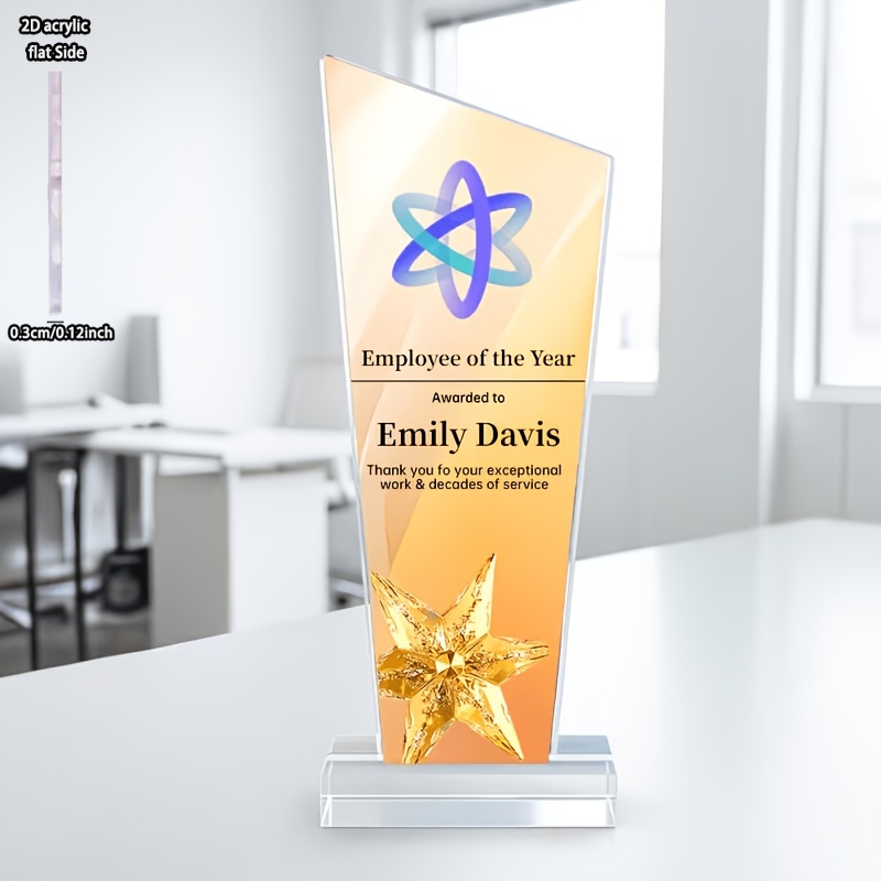 TEMU 2d Flat Custom Acrylic Trophy Plaque, Personalized Engraved Logo And Text, Employee Recognition Medal, Custom Company Appreciation Award, Couple