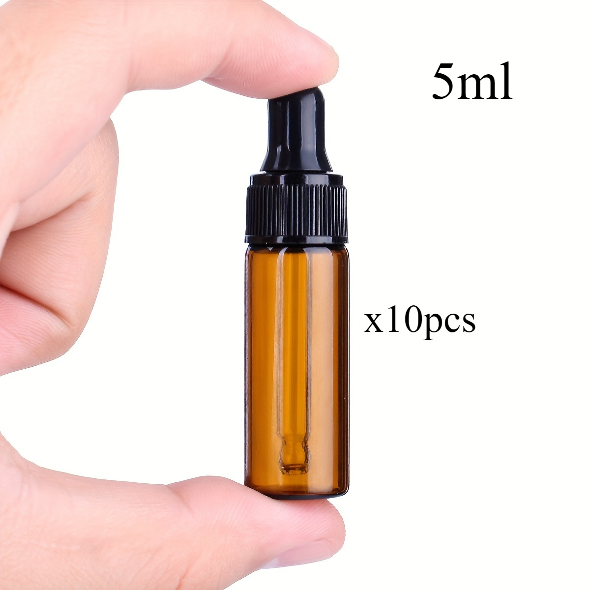 Image of 10pcs Mini Amber Glass Dropper Bottles Set - 0.03oz/0.07oz/0.1oz/0.17oz Sizes With Pipettes For Essential Oils, Perfumes & Liquids