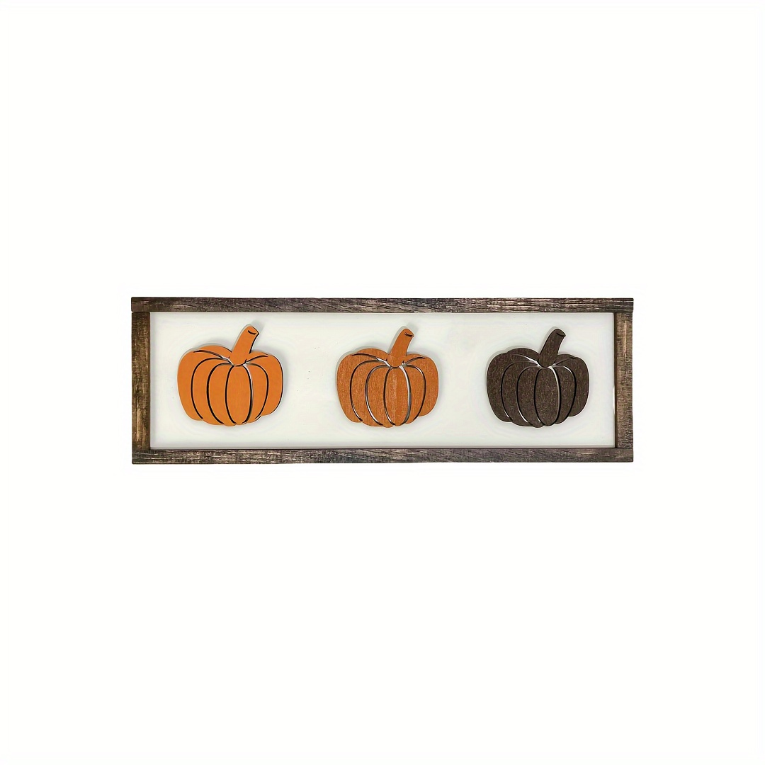 TEMU 1 pièce de décoration de panneau citrouille d'automne et d'Halloween, cadre citrouille en bois, décoration de récolte d'automne - Décoration de