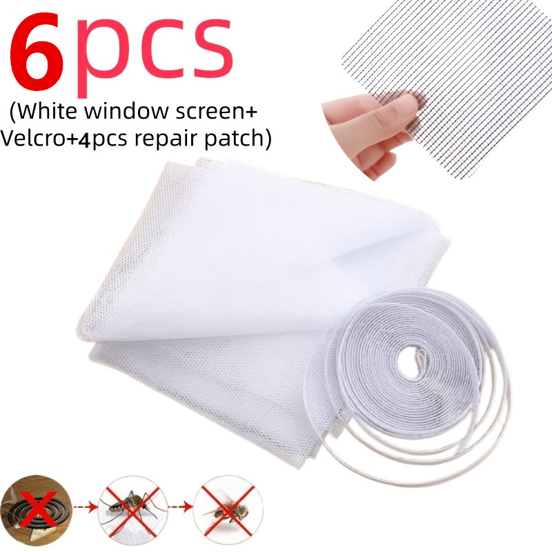 TEMU 6pcs Heavy-duty Self-adhesive Net Window Curtains And Tape And Repair Kit, Adjustable Invisible Net For Bedroom Living Room, Suitable For