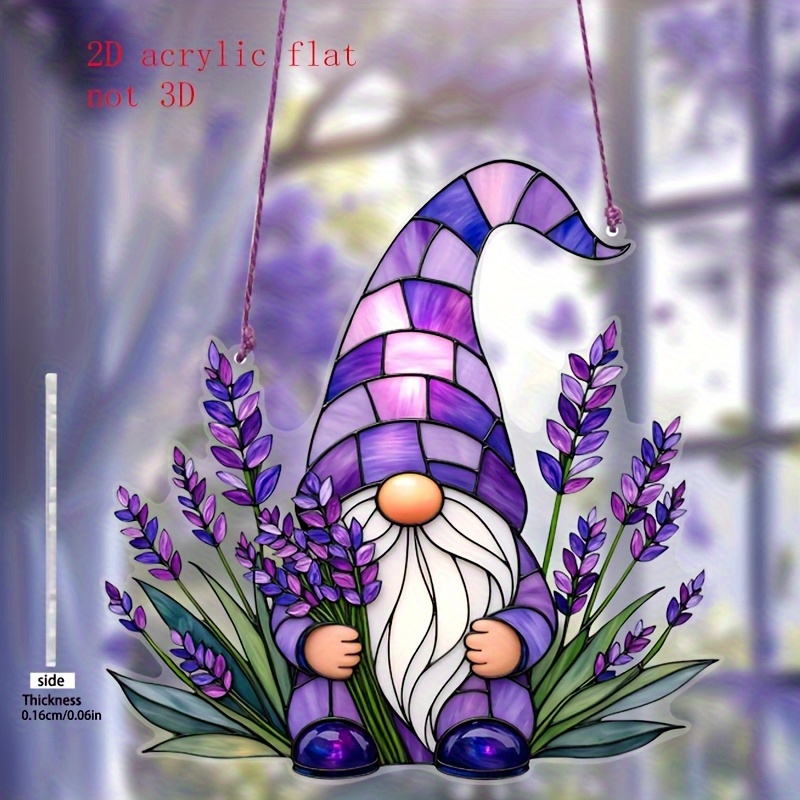 2D Flacher Acryl-Sonnenfänger, Fensterdekoration, Wanddeko. Lila Thema, Lavendel, Sommer-Dekor für Zuhause * für Fenster und Gärten sowie Veranda. * romantisches Geschenk für eine gute Freundin, 2D