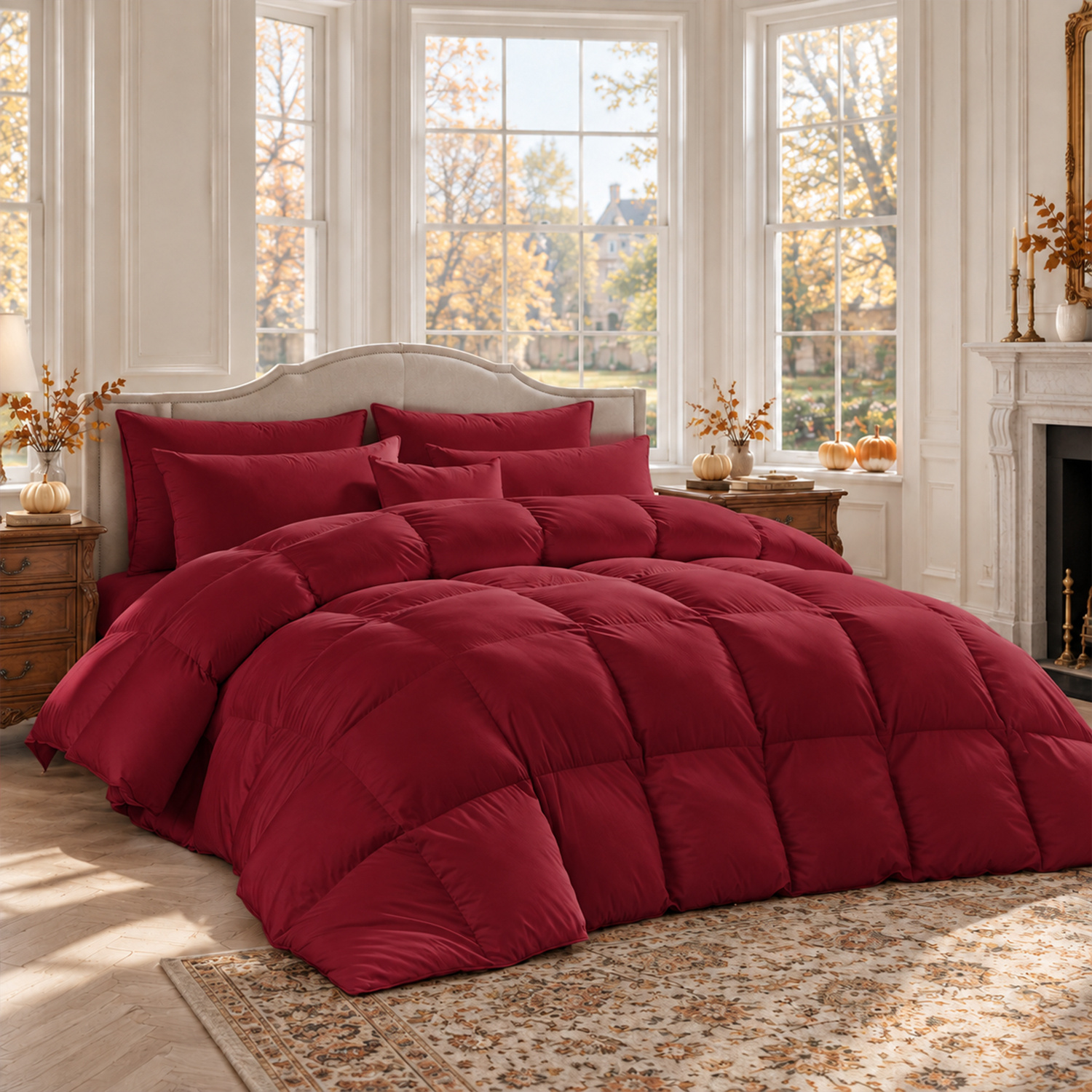 TEMU Full-size, Multi-colors, A Warm Winter Comforters, Red And Gray Quilted Bedding Fillings, Soft And Fluffy Bedroom Quilts, Perfect For Christmas