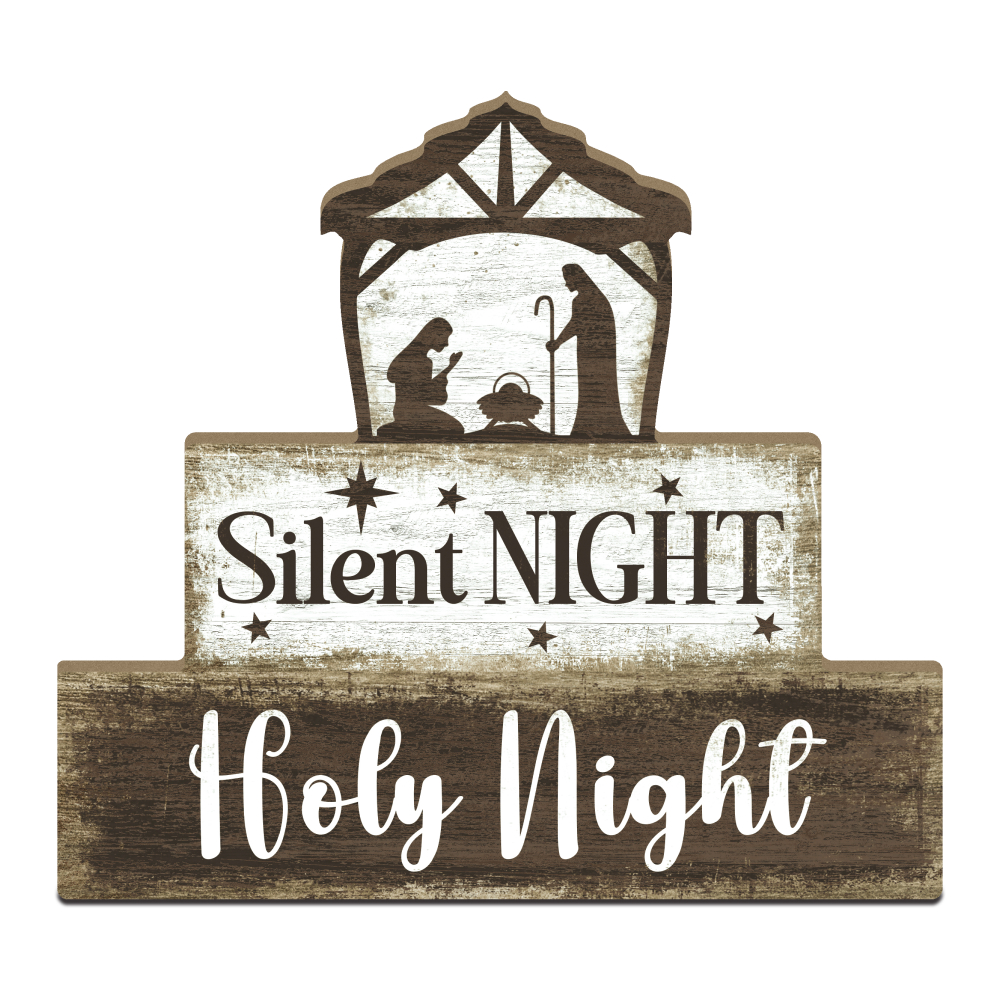 TEMU 2d Flat - 1pc Of 2d Flat Putuo Christmas Wooden Table Decoration, Featuring ', Holy Night'. Ideal For Decorating Desktops At Home, Christmas