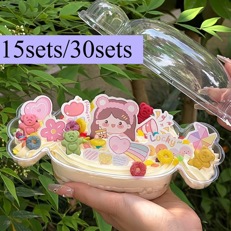 15 Sets/30 Sets Neujahrs-Party-Kuchenboxen, Sigkeitenform,  Sigkeitenboxen, Keksboxen * fr Dessertkuchen, Obstsalate, Tiramisu usw.  - * fr Partyveranstaltungen, Weihnachten, Geburtstage, ...