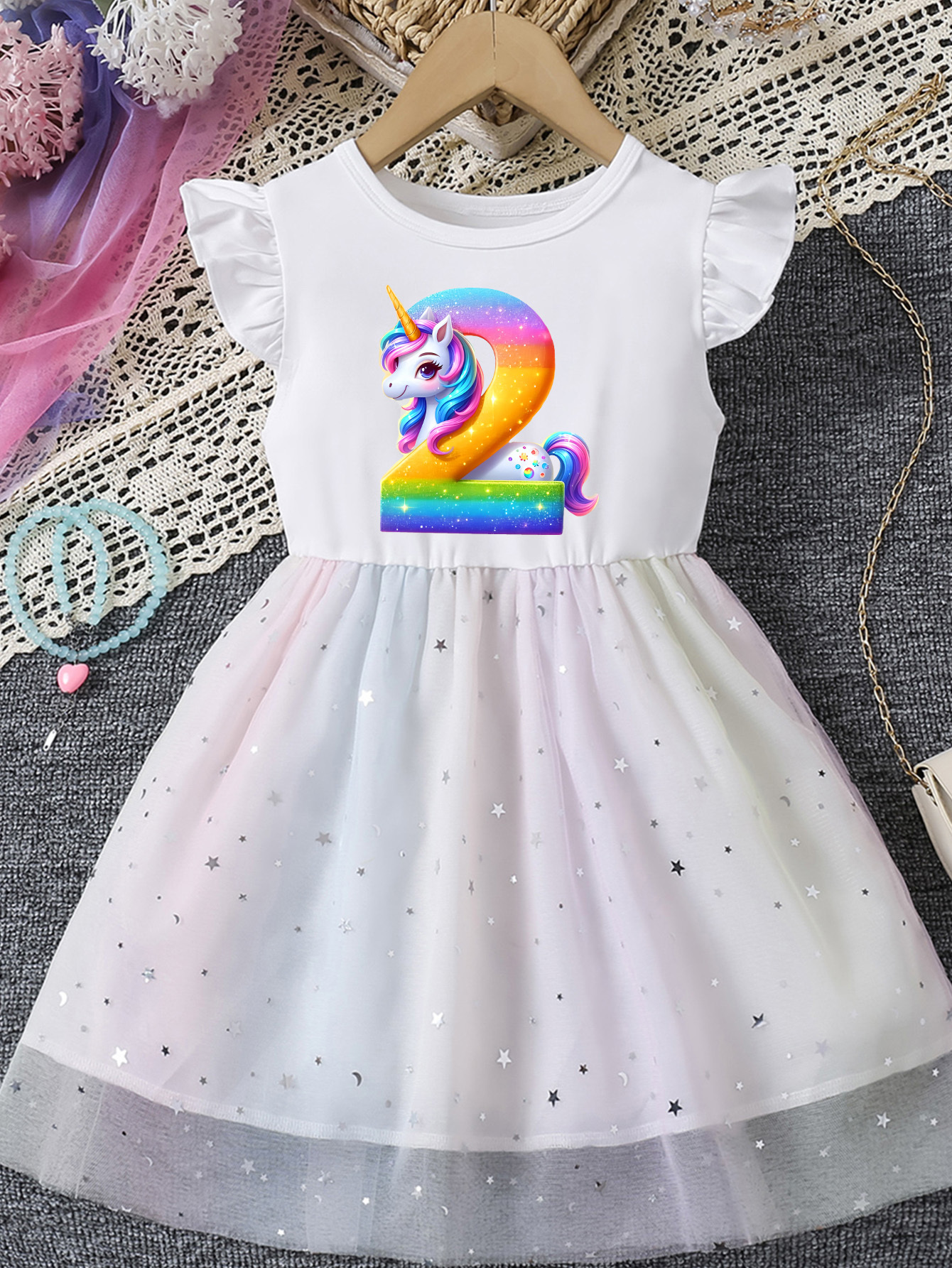 girls rainbow unicorn dress - Cyprus