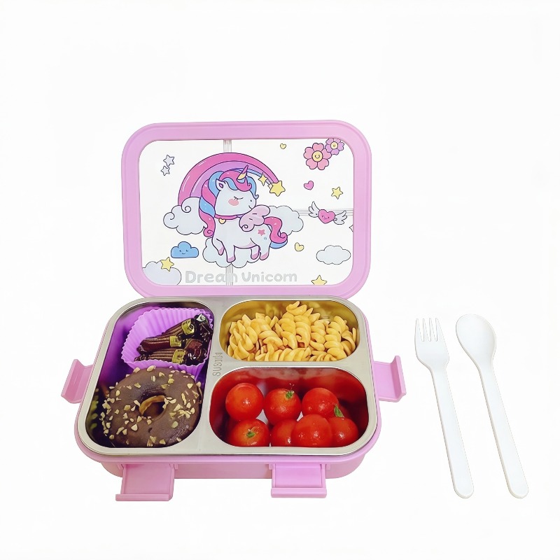 TEMU [stainless Steel Lunch Box] 1pc-304 Stainless Steel Lunch Box, Inner Container With Cutlery, Built-in Isolation To Prevent Odor Bento Box,