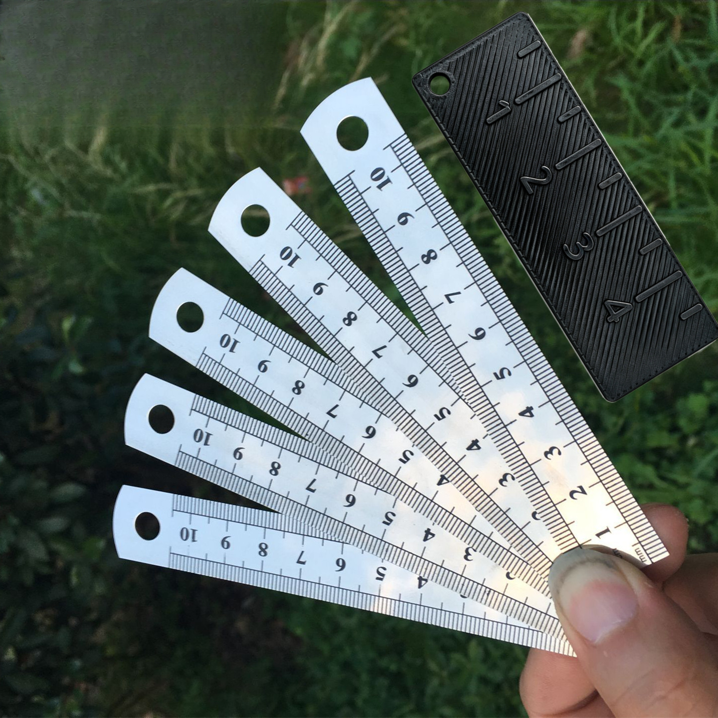 TEMU 6pcs Set (5pcs Long Rulers And 1pc Key Chain Measuring Ruler) - Double-sided , Durable Rulers Suitable For Teaching, Office, Construction Sites,