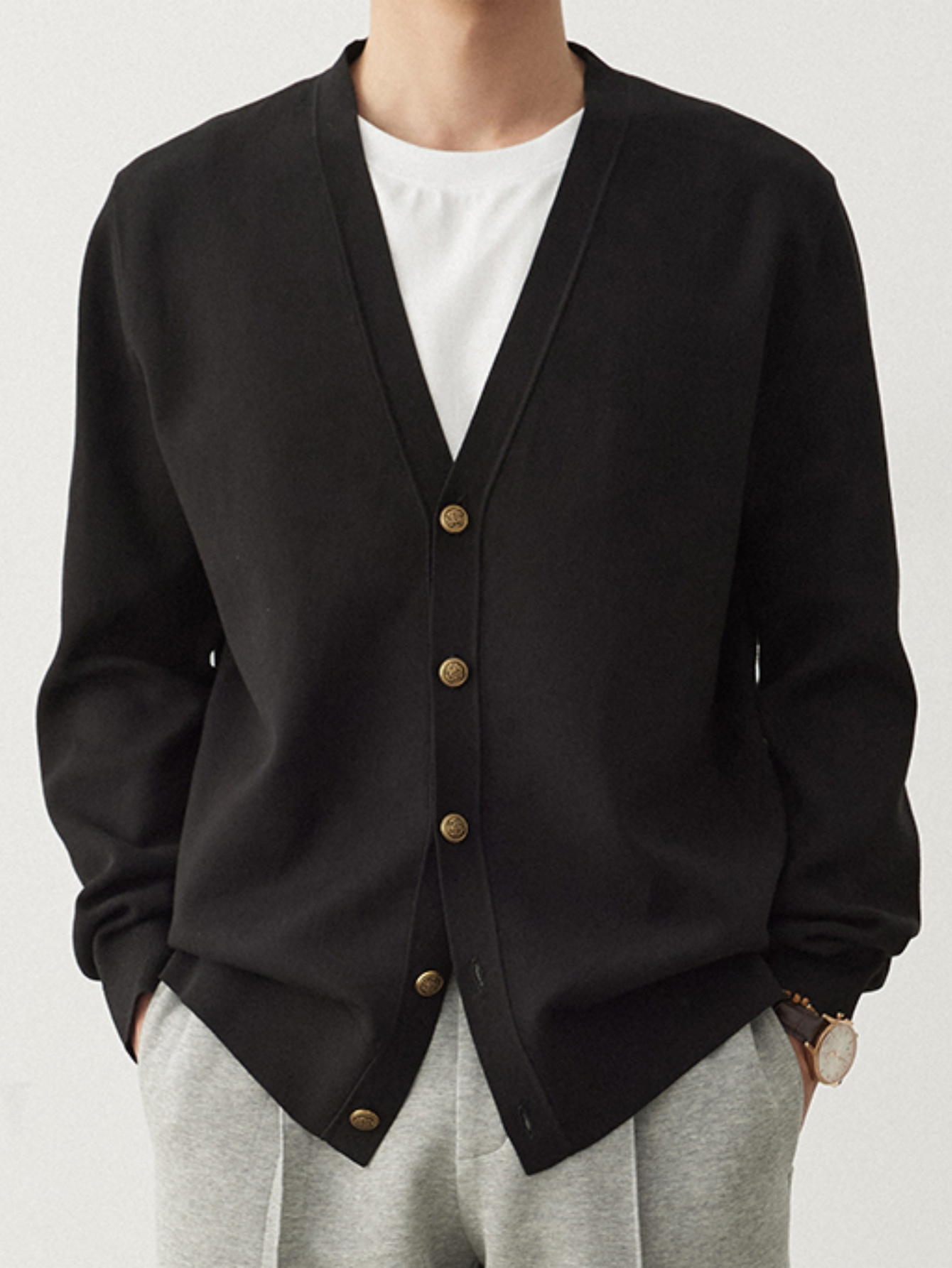 men's casual business cardigan v neck button sweater long Temu