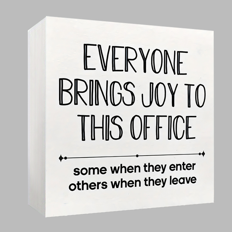 

1pc Humorous 'everyone Joy To This Office' Foam Pvc Desk Ornament - Ideal For Home & Party Decor, Art Craft Accessory