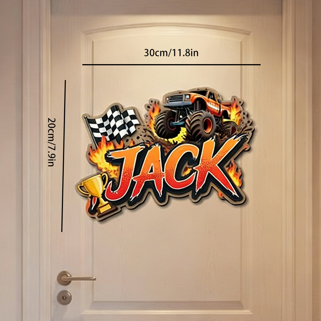 TEMU Panneau en bois personnalisé 2D à une couche de camion pour THOMAS - Décoration murale personnalisée pour salle de jeux de course, panneau en