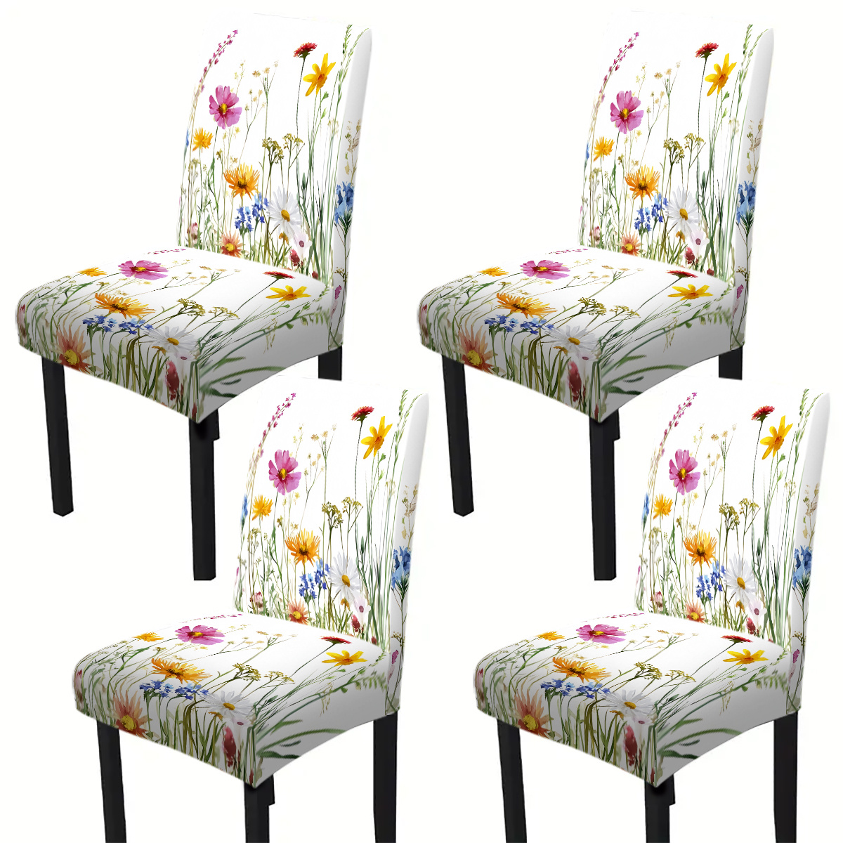 TEMU Plant-themed Chair Cover, Suitable For Dining Chairs - Detachable Country Style Floral Cover Set, Machine Washable Fabric Protector For Kitchen,