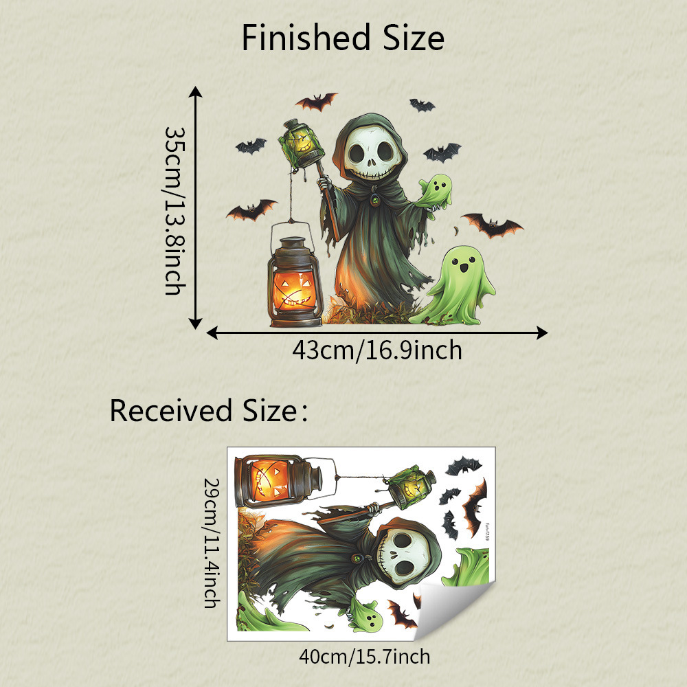 Image of 1pc Of Halloween Bat Glass Decoration Sticker, Suitable For Windows And Home Decor, Static Cling Window Sticker That Without Leaving Residue