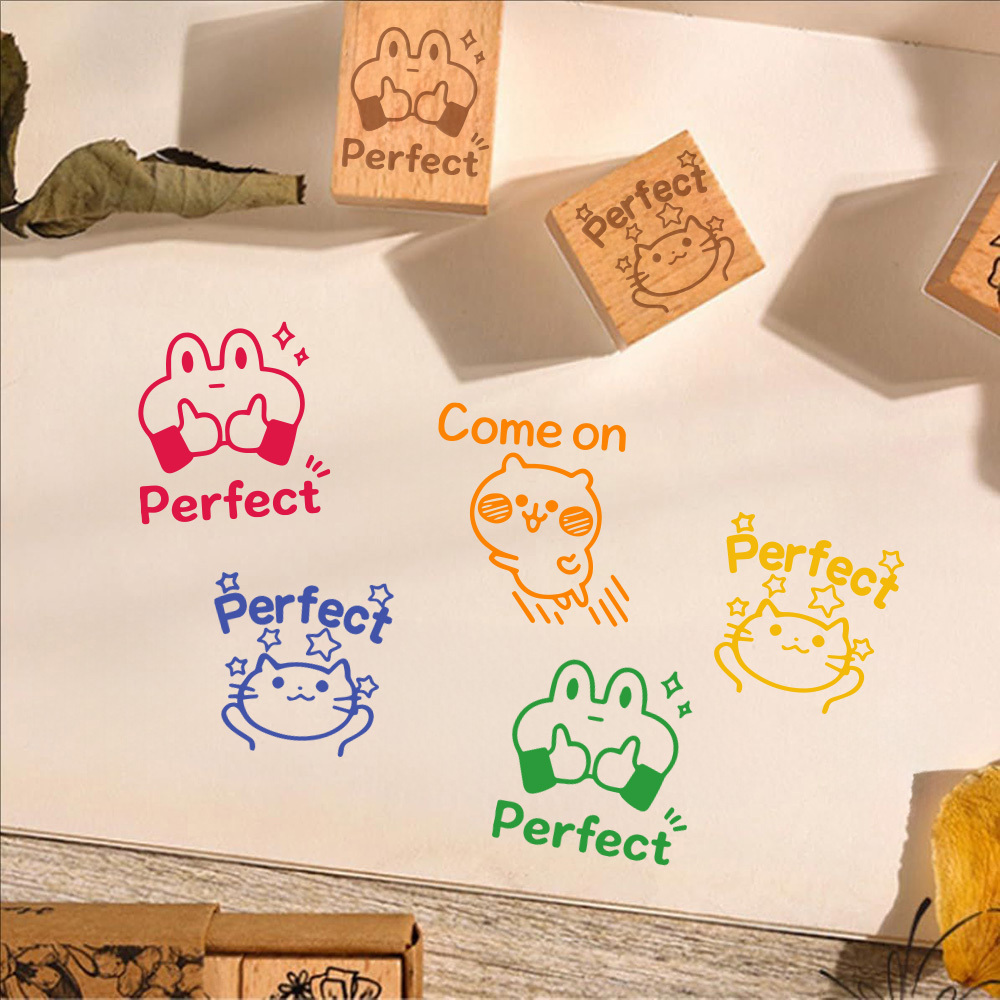Cute Encouragement Slogans Pattern Wooden Stamp for Crafts