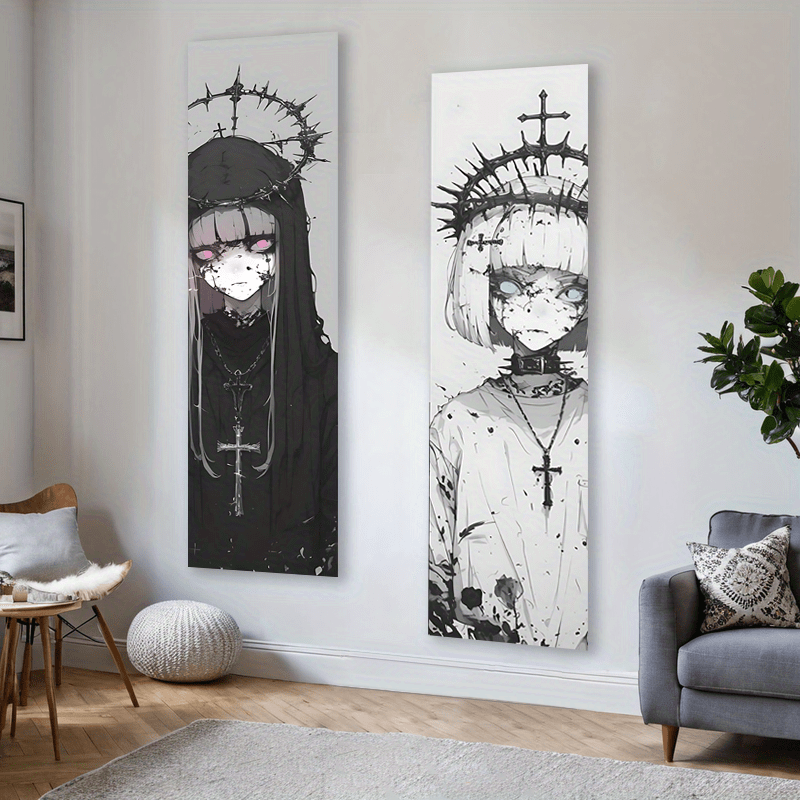 Gobelin ścienny gotycka dziewczyna anime turkusowe oczy art dekor_voghion.com