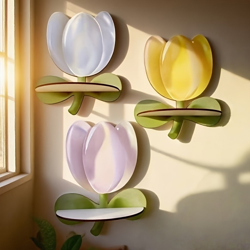 TEMU の花柄デザイン スタイル 壁掛け棚 部屋、リビング、オフィス、花屋、民宿、カフェの装飾に最適