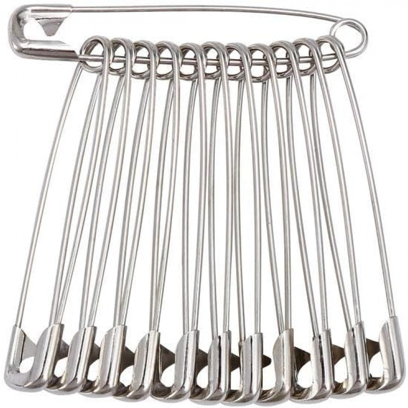 

50 Large Safety Pins, Rust-resistant Nickel-plated Steel Pins Size