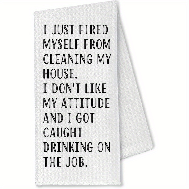 TEMU 18x26 Inch Funny Kitchen Hand Towel - 'i From Cleaning ' Humorous Design, Polyester, Machine Washable, Modern Cartoon Style, Drying & Cleaning Dishes, Decor Item