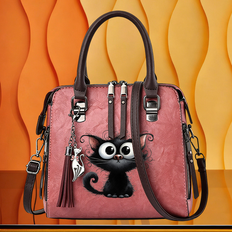 TEMU 1 sac Boston adorable avec motif de , sac à main multifonctionnel à poignée supérieure, sac à bandoulière unique pour femmes et sac à main pour