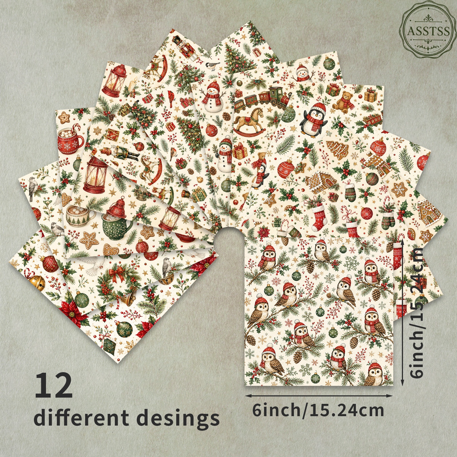 lot de 12 feuilles de papier  ing   de 6x6 pouces, papier de base style vintage noël     maison   dépices, papier cartonné épais pour   journaling, art de collage,   et  , pack de   floraux 6x6