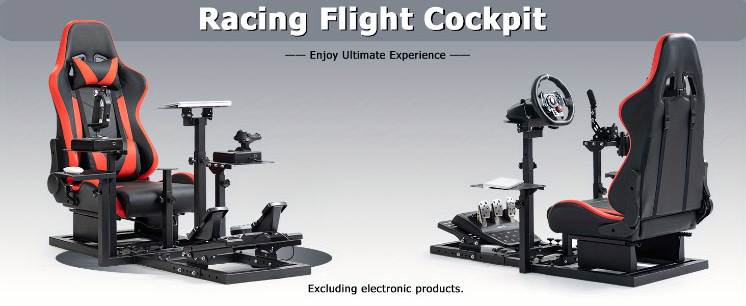 Minneer Racing Flugsimulator-Cockpit mit ergonomischem Gaming-Stuhl-Design – Schwerlast, höhenverstellbar & neigungsvariabel (90°–180°) – Kompatibel mit Logitech G25/G27/G29/G920/G923, Thrustmaster T80/T150, Fanatec, Moza – Lenkradständer pedalfreie Einrichtung – PC/PS5/PS4/Xbox//Simulator – Platzsparende Rennsimulator-Ausrüstung – Keine Elektronik benötigt