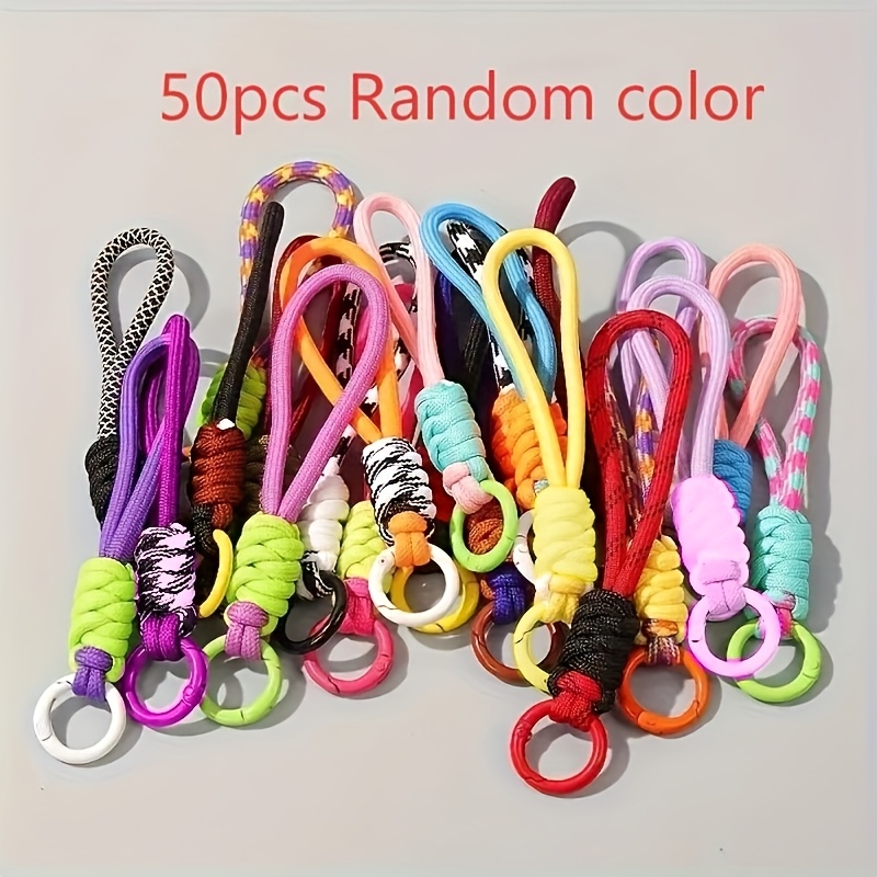 TEMU 50pcs Random Colors Woven Keychains, Durable And Fashionable Phone Lanyards And Additions, Random Options, Suitable For Keys, Coffee Cups, Etc.