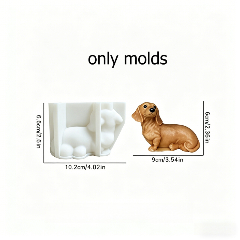 TEMU 1pc Dachshund Mold Suitable For Wax, Resin, Plaster Diy - Reusable Silicone Molds For Candles, Soap Making, Clay Crafts | Easy Demolding
