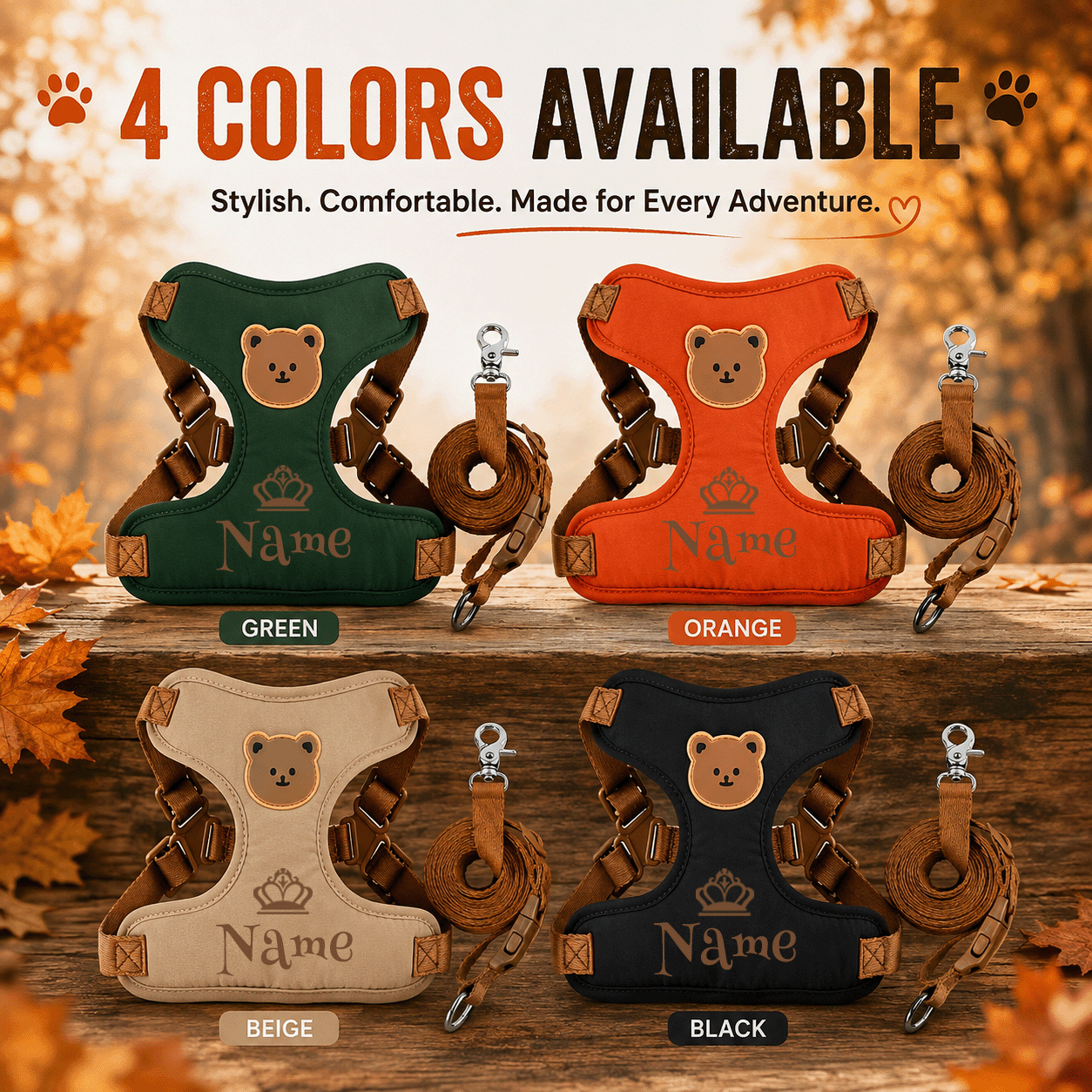 Personalized Name Pet Harness and Leash System for Small Pets