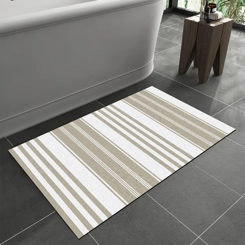 1pc modern striped bath mat non slip absorbent easy to durable rubber backing rectangular design for bathroom bedroom kitchen laundry room decor bathroom mat Product details 4