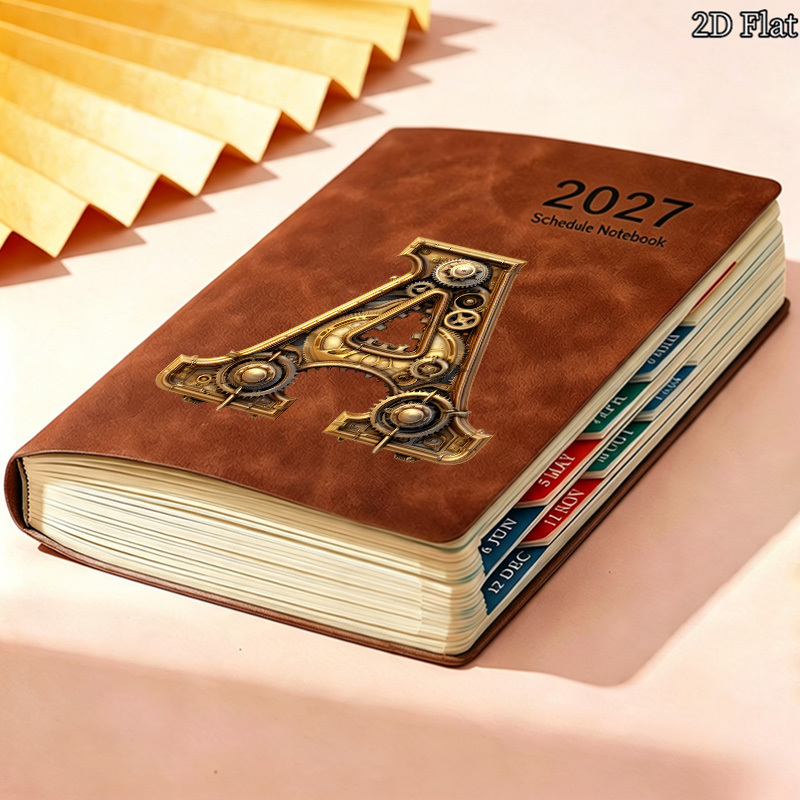 TEMU 1pc 2027 Retro Mechanical Style Letter H Printed Daily Schedule Notebook, Portable Notebook, Practical Recording Record Book, Daily Plan Agenda