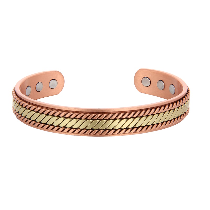 TEMU Pulsera de magnética de cobre de , trenzada y fácil de abrir para hombres, brazalete ajustable a , regalo para y mayores
