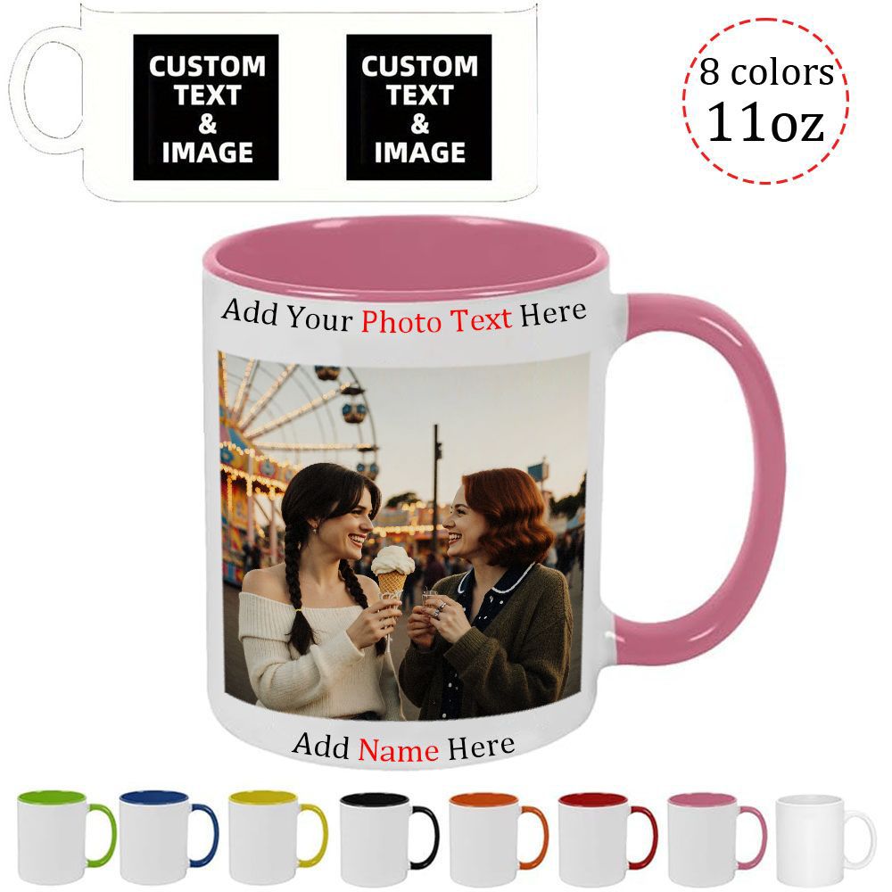 11Oz Personalized Ceramic Mug Featuring Photo & Text - * */Image * in 8  Colors, Ideal Gift for * * * Custom Mug for Coffee, Milk, Hot Chocolate,  Everyday Use, Home/Office Cup