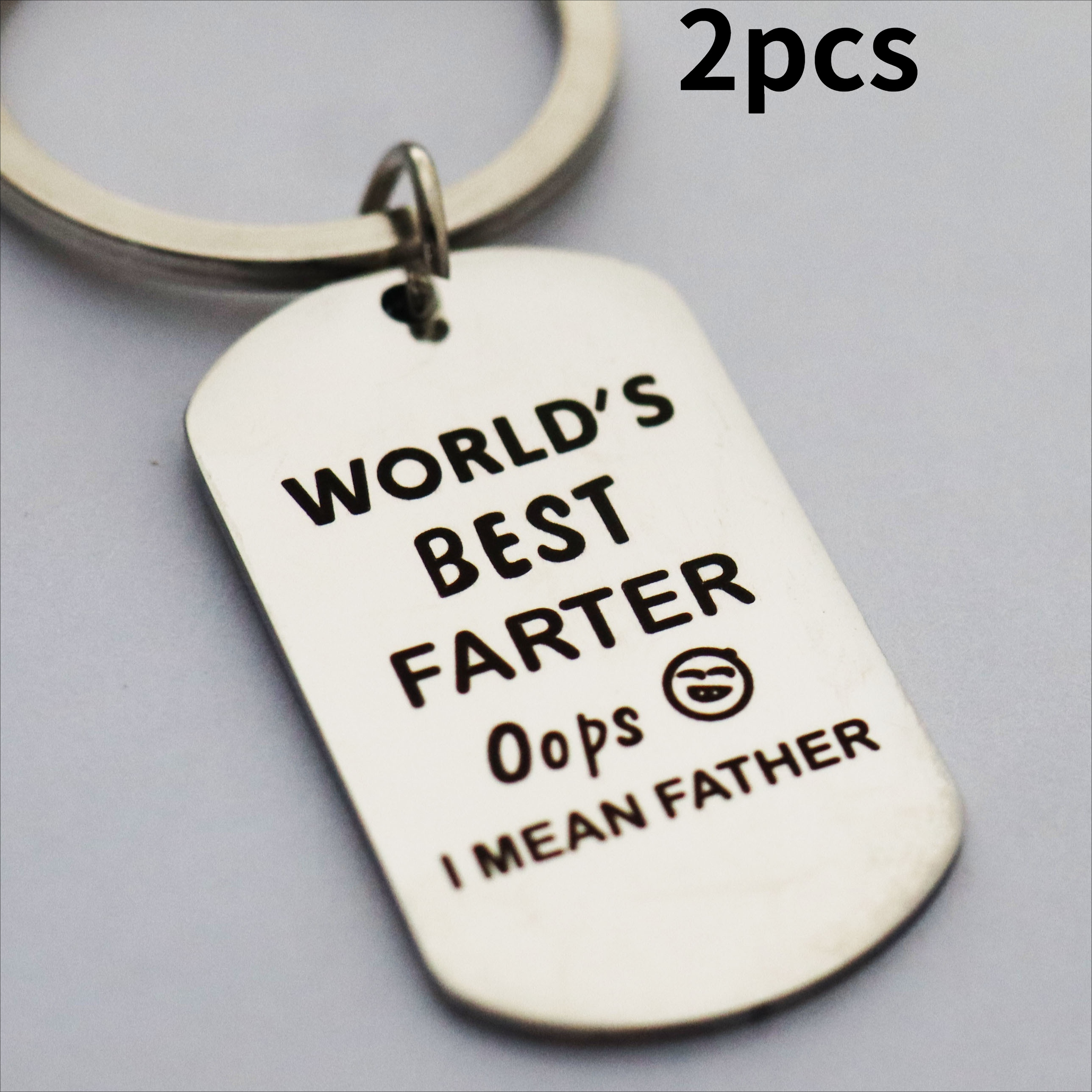 TEMU " Farter" Engraved Dad Keychain Set (2pcs) | A Humorous To His Sense Of Humor | Metal Keepsake For Father's Day
