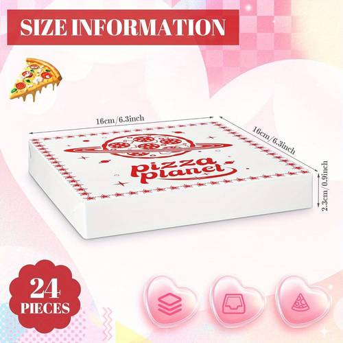 24pcs mini pizza box 6 3 x 6 3 x 0 9 inch mini pizza box takeout boxes food delivery boxes for guests celebrations party favors weddings