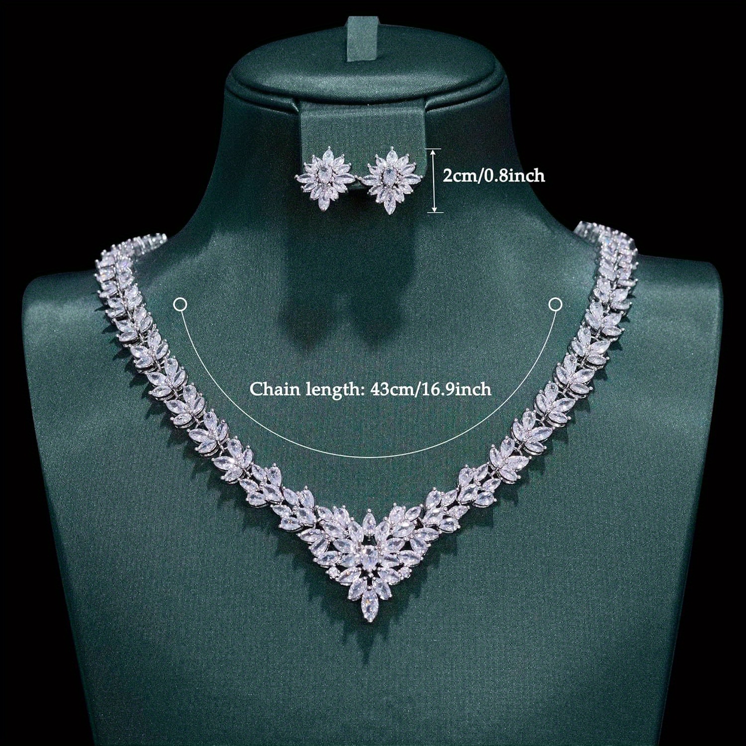 925 silver flower zirconia jewelry set including necklace and earrings fashionable and luxurious suitable for weddings and banquets gifts for mothers wives female friends with exquisite gift box Product details 1