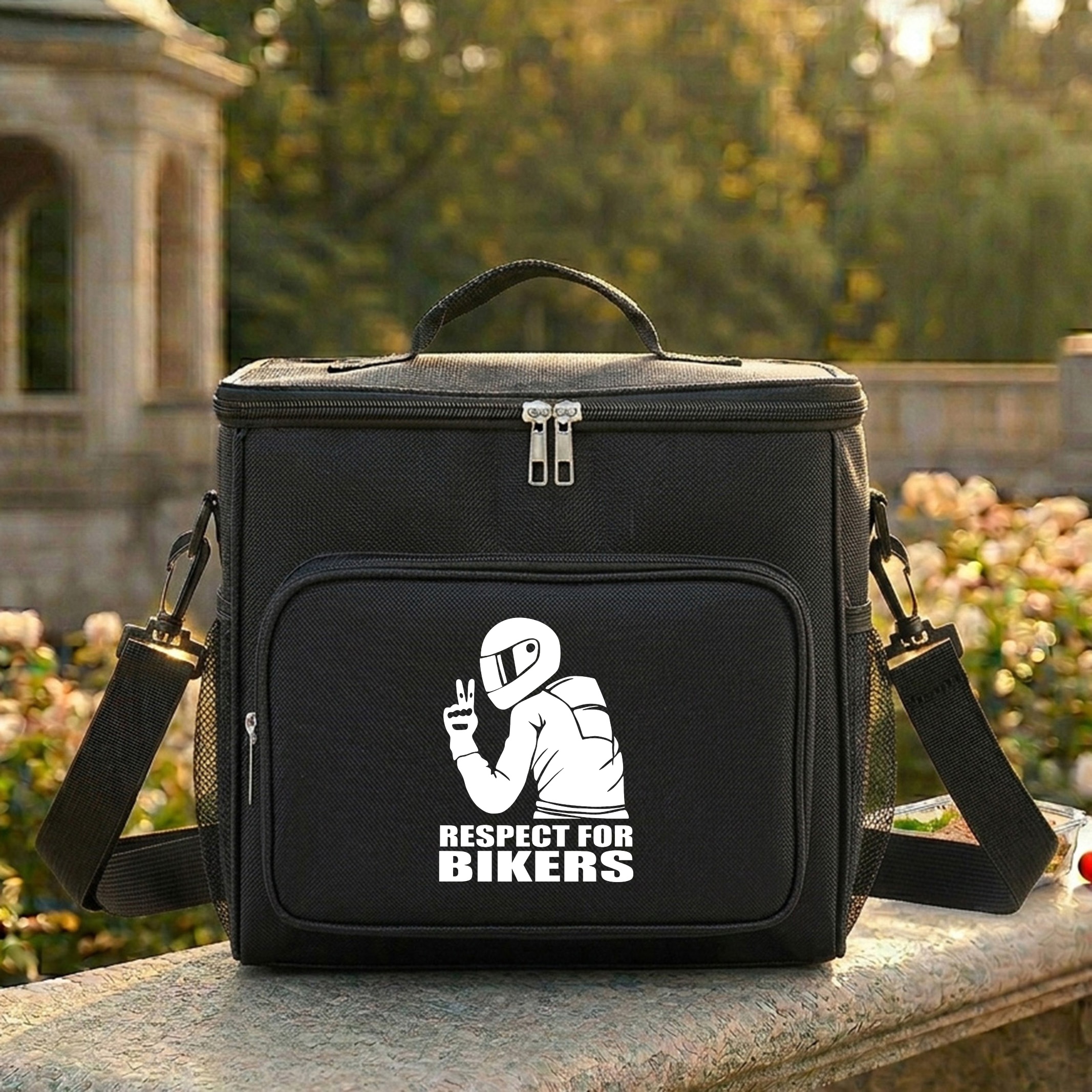 TEMU [non Food Contact] For Bikers Insulated Lunch Bag For Motorcycle , Durable Thermal Tote For Commuting And Travel, Cooler Bag For Bikers, For