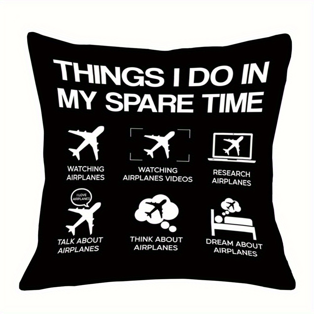 TEMU 1pc Airplane Throw Pillow Short Plush Pillowcase, 2d Flat Printing, Non-real Embroidery, 17.7 Inches X 17.7 Inches, Without Pillow Core,