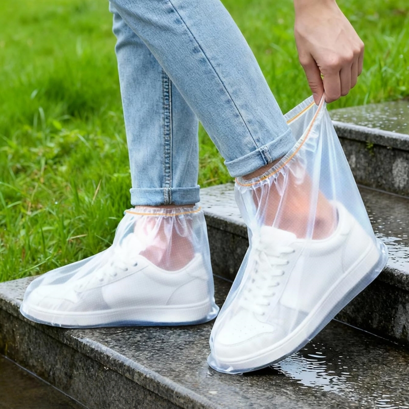 TEMU Lot de 12 protège-chaussures -sable pour bottes de pluie pour femmes et hommes, protège-chaussures jetables en plastique antidérapants, galigans