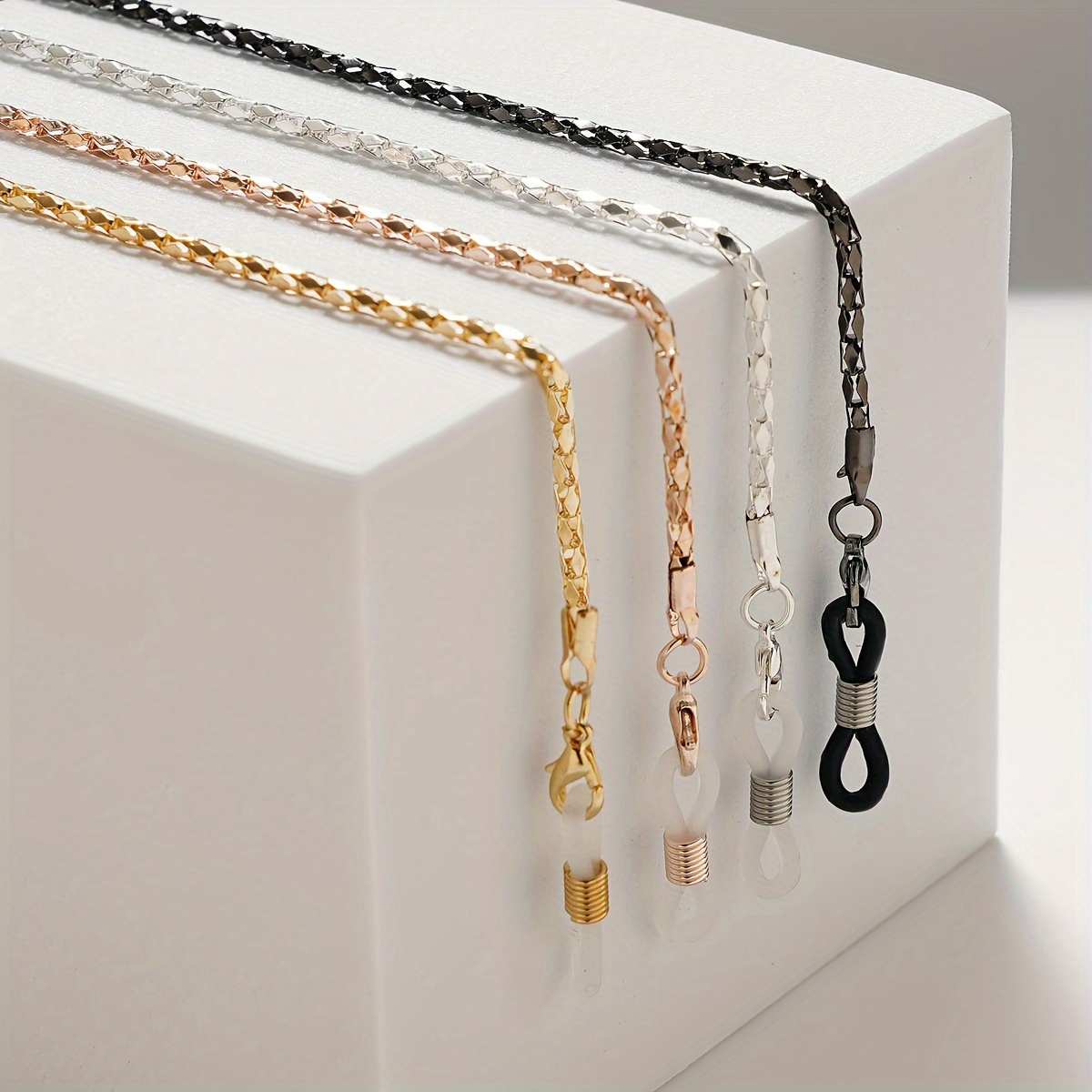 TEMU 4-pack Retro-style Alloy Glasses Chain Set, , Non-slip Protective Glasses Lanyard, Multi- Accessories For Glasses And Masks