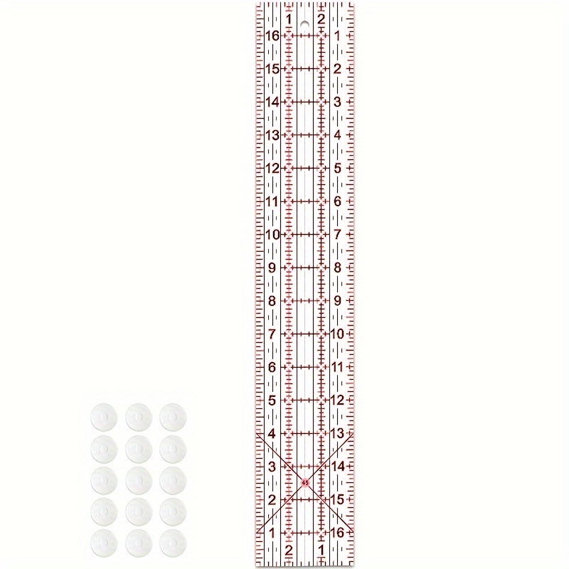TEMU Acrylic Ruler For Quilting, Measuring 3 .18cm, Featuring 15 Non-slip Rings, Designed For Quilting And Sewing Tasks