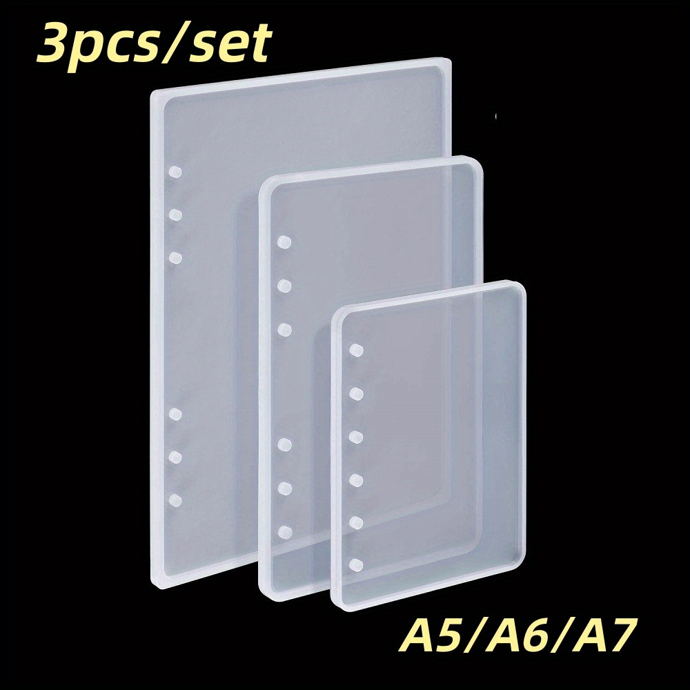 TEMU 3pcs Set A5 A6 A7 Notebook Cover Press Model Resin Notebook Silicone Mold Jewelry Resin Liquid Mold