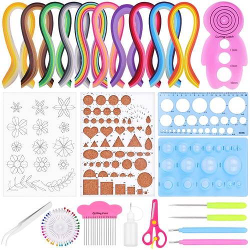 Paper Quilling Kit for Starter, Width3mm 900 Strips in 45 Colors, Complete Quilling Beginners Set with Tools, Board, Mould Designs for Cards, Flowers & DIY Art