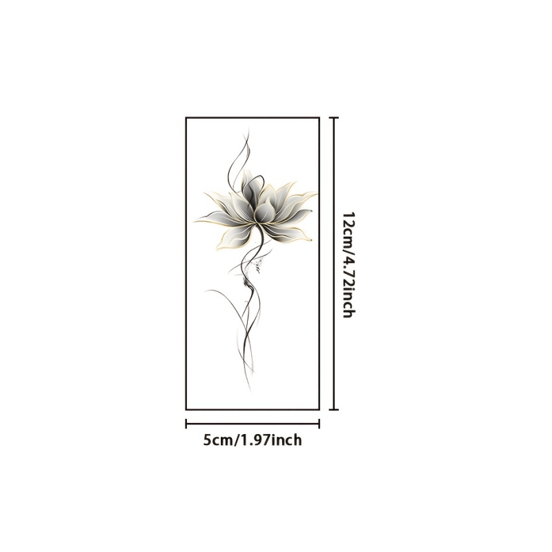 6pcs 1pc for lotus tattoo sticker waterproof   spider lily chest shoulder and collarbone temporary tattoo waterproof sweatproof and rub resistant