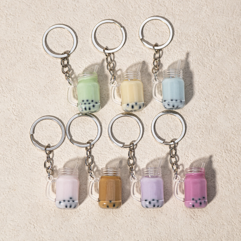 

Ensemble de 7 Mini Porte-clés Thé Boba, Anneau de Clé en PVC Mignon, Charme pour Sac & Sacoche, Pendentif pour Voiture, Cadeau pour