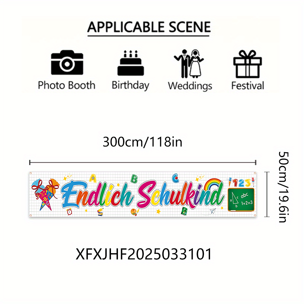 Image of [] 1pc, Schulkind Themed Decorative Flag, 300cm * 50cm/118 Inches * 19.6 Inches, Welcome Back To School Decorative Flag For Back To , School Decorative Flag, Durable Polyester Material.